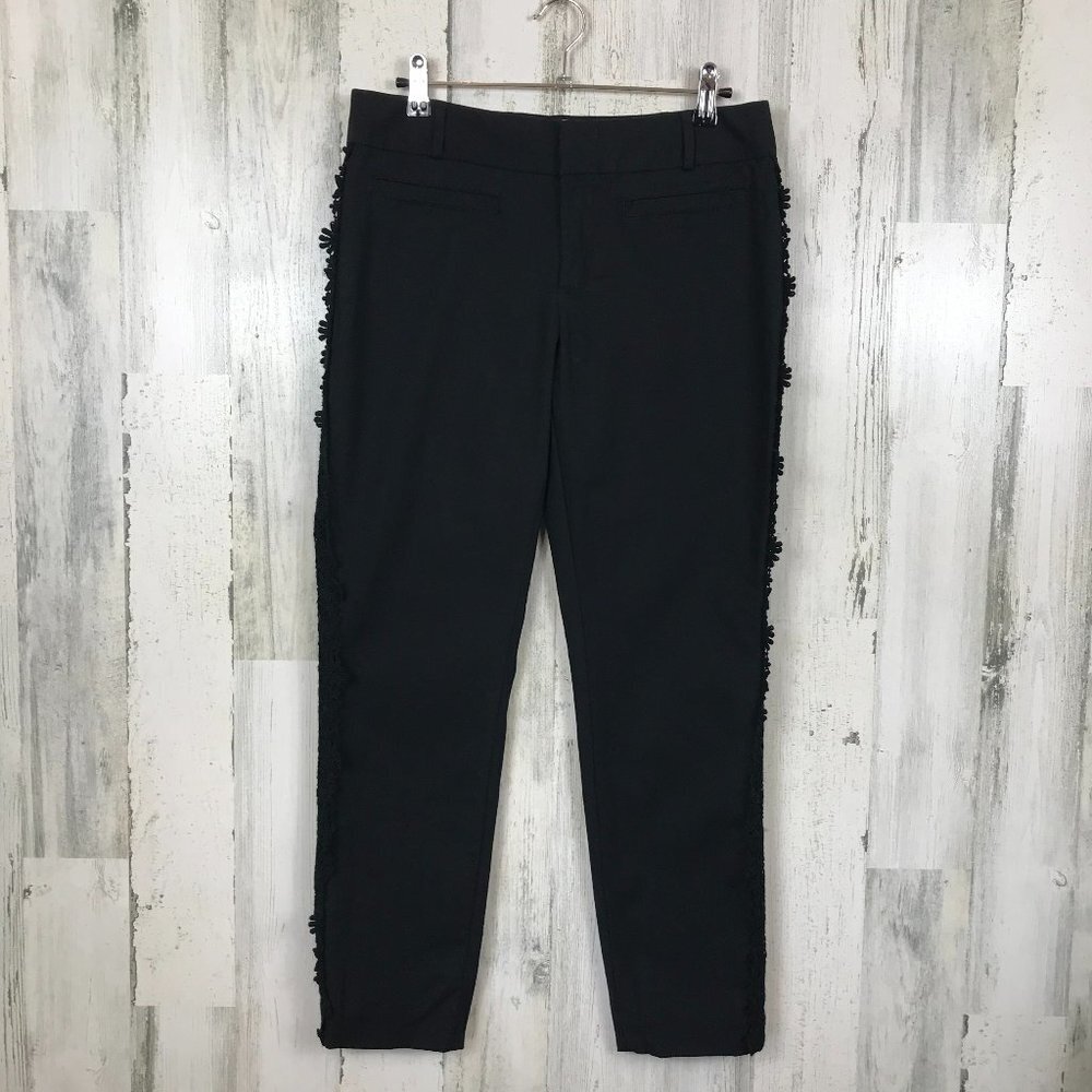 Elevenses Anthropologie Daisy Lace Tuxedo Pant ankle length black size 6